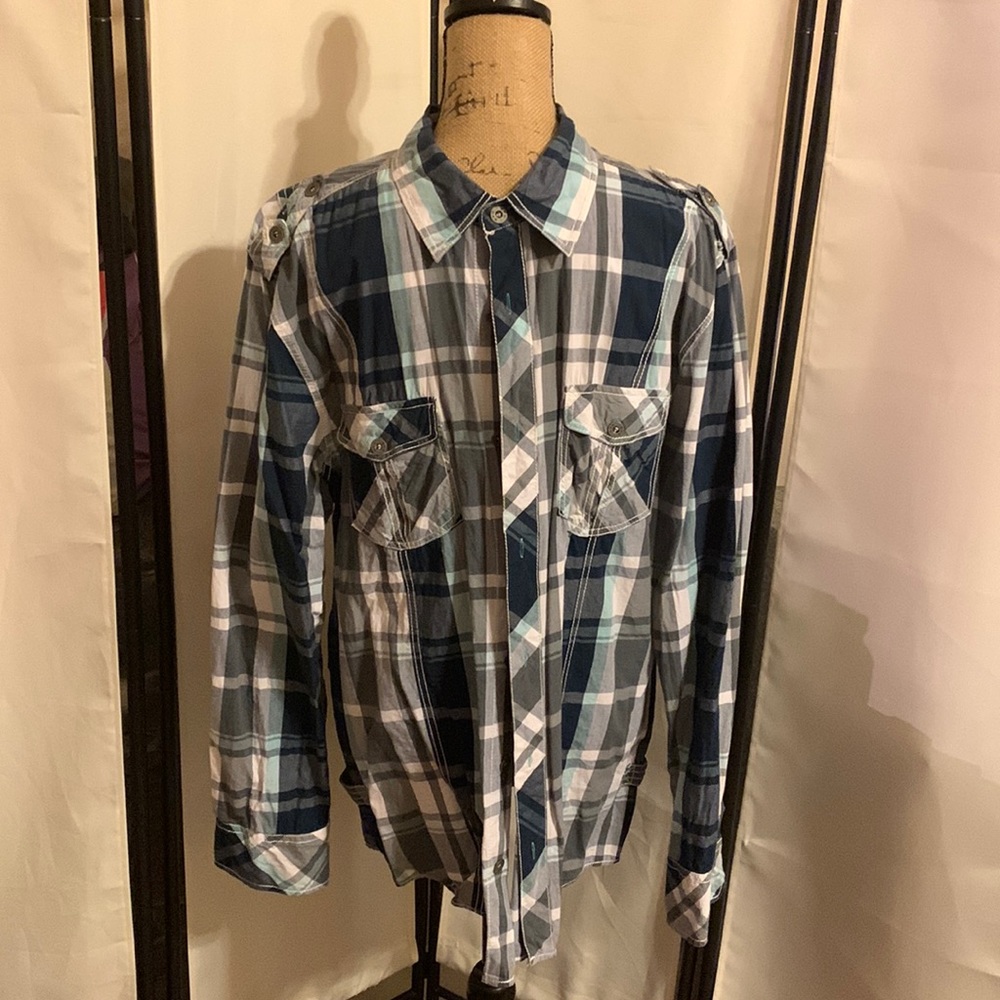 Mens long sleeve button down BKE slim fit shirt size XXL